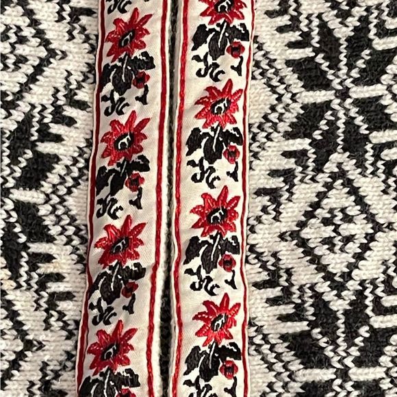 LL Bean Black Fleece Zip Up Nordic Fair Isle Trim - Picture 7 of 9